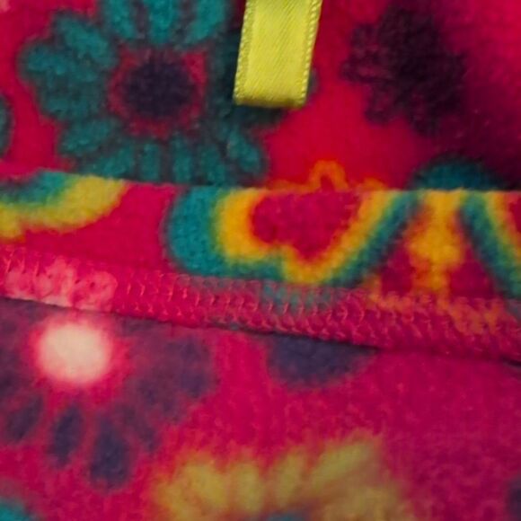 Arizona Y2K Hot Pink Floral‎ Print Fleece Pullover Jacket Size 4 Small - Picture 4 of 6